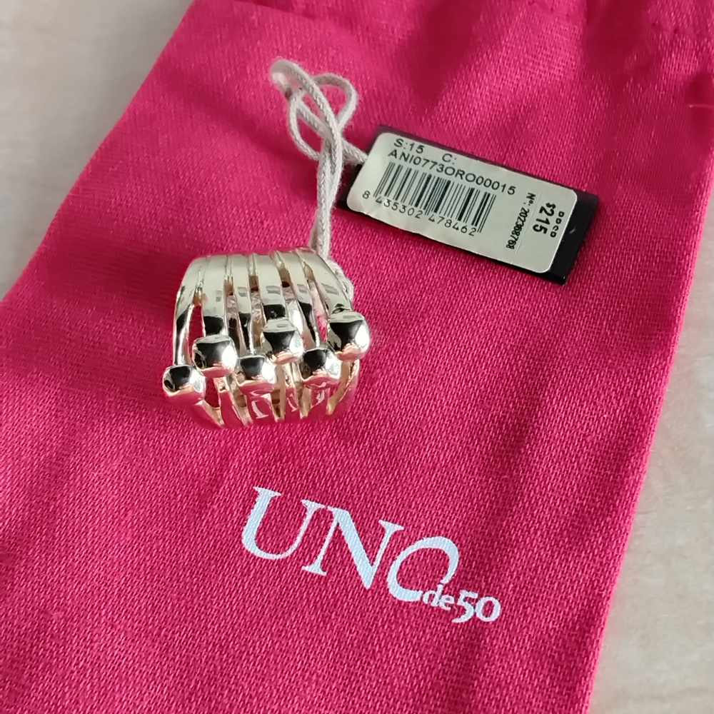 New With Tags UNO de 50 Silver Multi-Band Ring